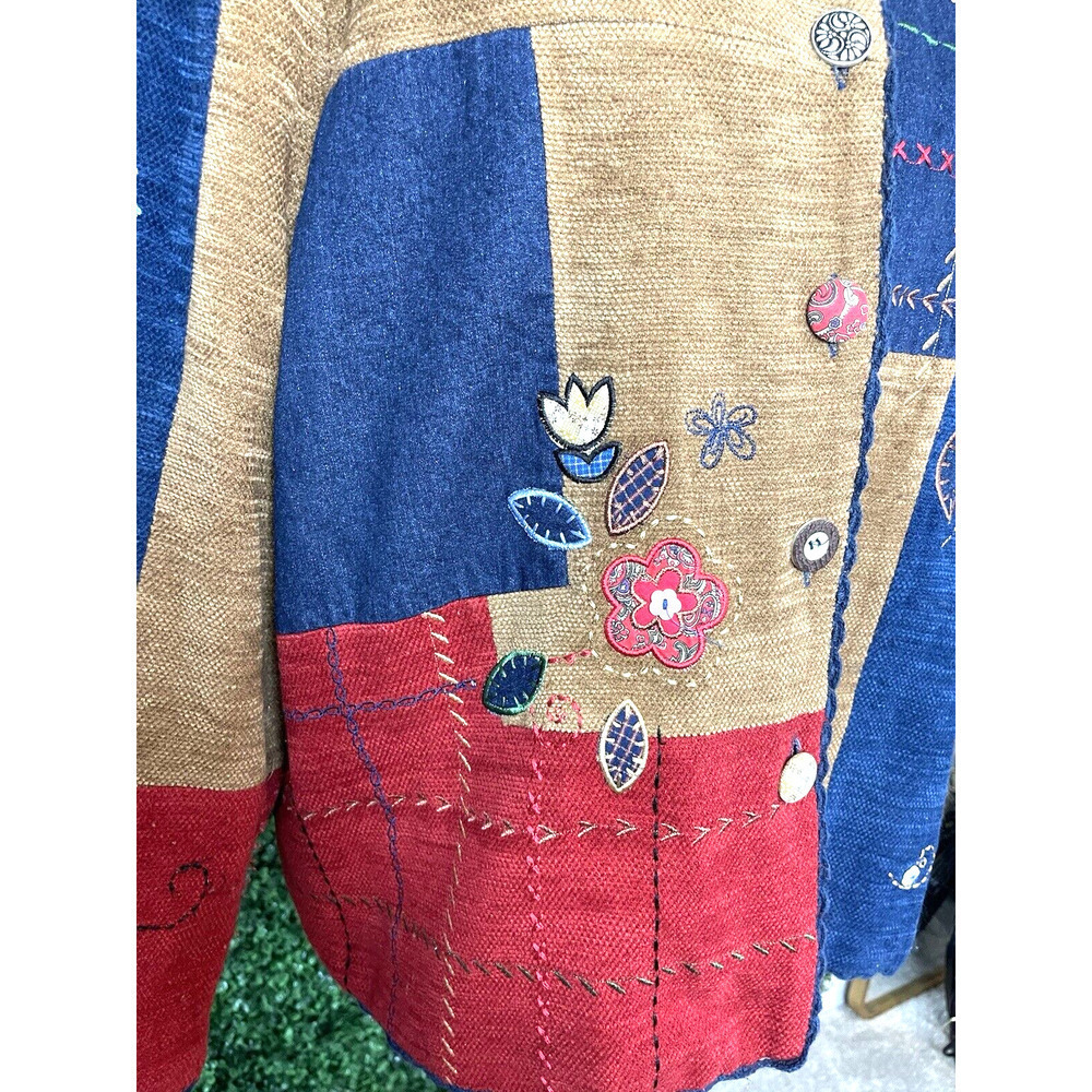 Koret City Blues Embroidered Patchwork Jacket Women 20W Floral Denim Vintage 80s - Picture 14 of 14